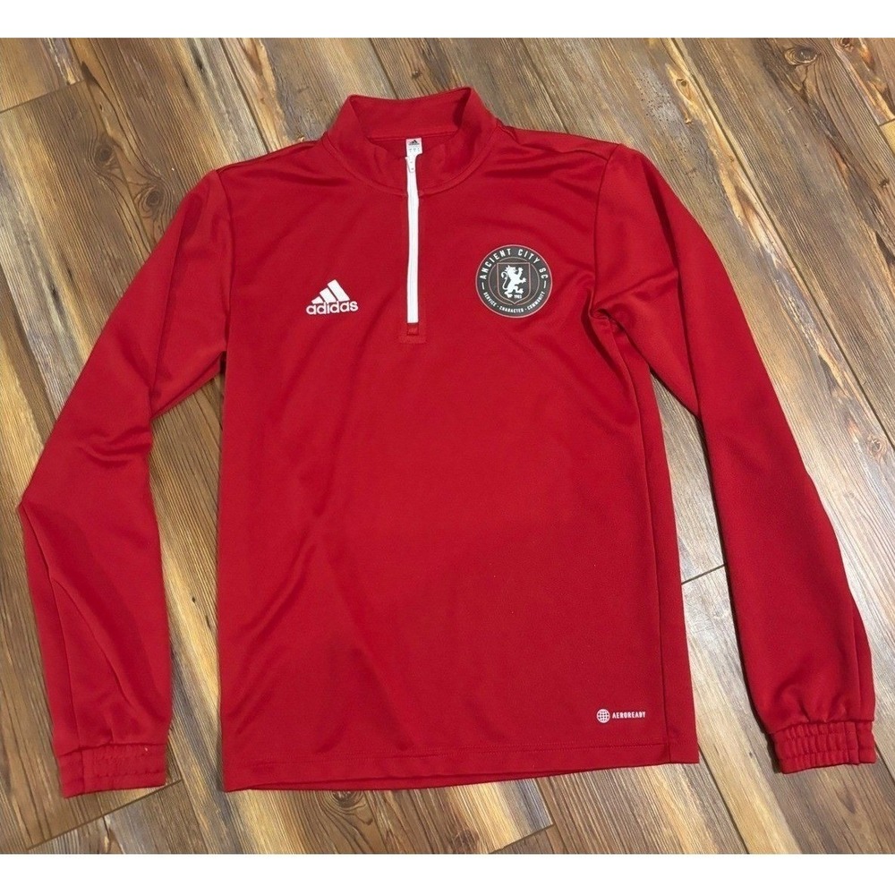Adidas Ancient City SC Aeroready 1/4 Zip Pullover Red Mens Small Soccer Training